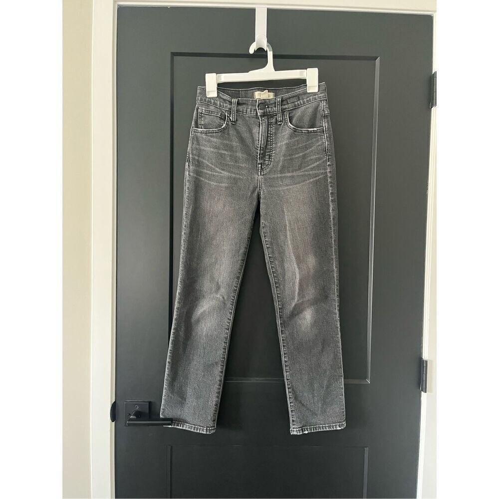 Madewell The Perfect Vintage Crop Jeans Straight Black/Grey Denim Size 25